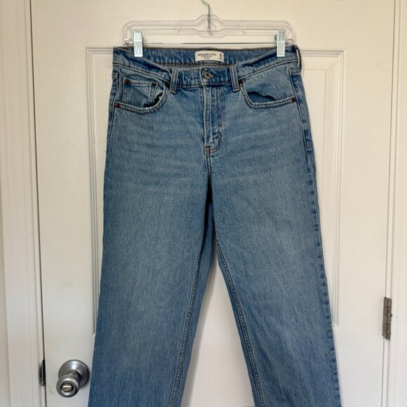 ABERCROMBIE & FITCH Mid Rise 90s Straight Jean Raw Hem 28 Regular - Picture 4 of 7
